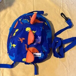 Dinosaur Print Kids Backpack - Blue and Orange